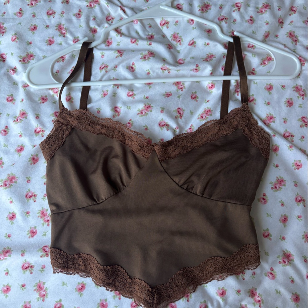 Brown Lace Trim Camisole